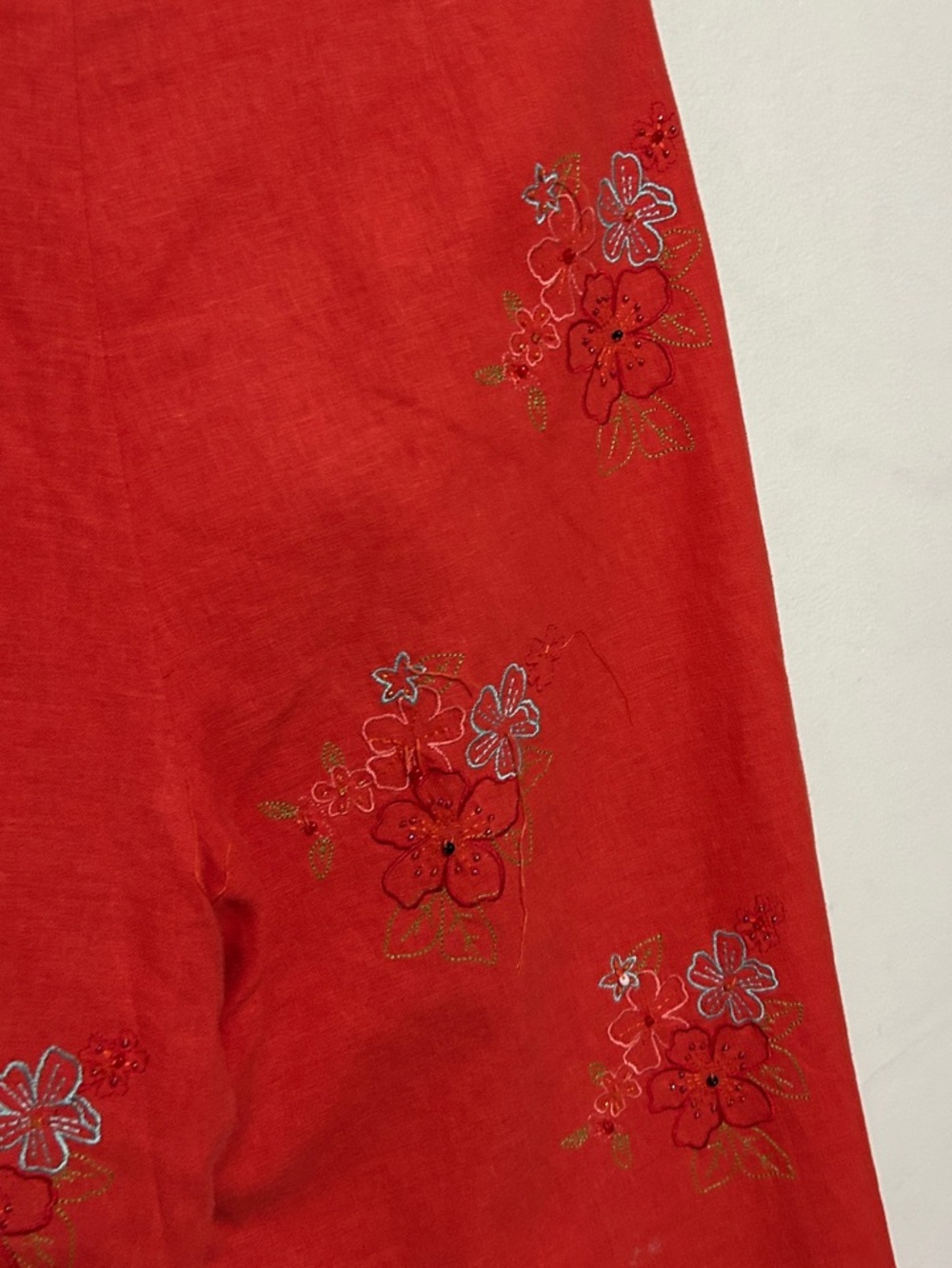 Red Embroidered Capris - Picture 13 of 15